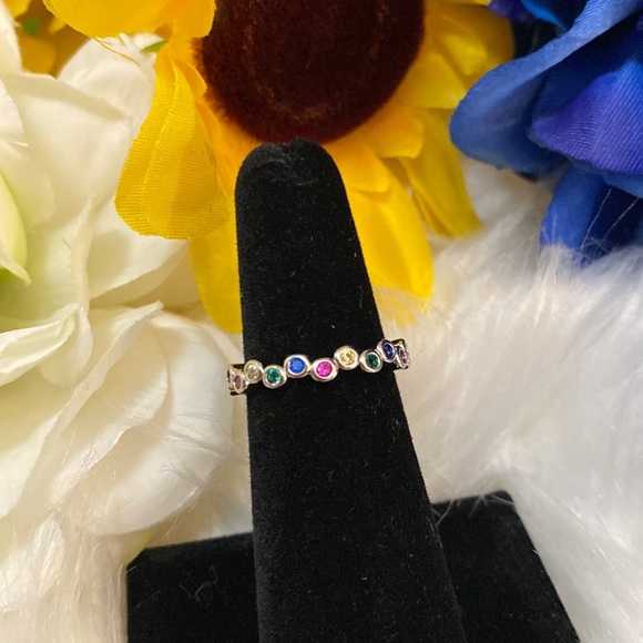 Rainbow Gemstone Eternity Accent Ring NEW! - Picture 3 of 3